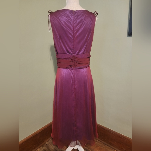 Iridescent Purple Maroon Patra Dress Size 12 V Neck Full Skirt Formal m67 - Picture 5 of 10